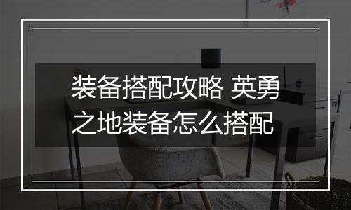 装备搭配攻略 英勇之地装备怎么搭配