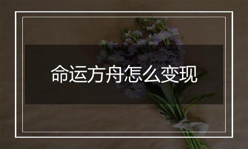 命运方舟怎么变现