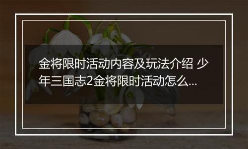 金将限时活动内容及玩法介绍 少年三国志2金将限时活动怎么玩
