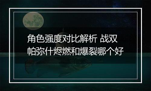 角色强度对比解析 战双帕弥什烬燃和爆裂哪个好