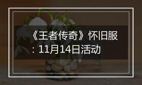《王者传奇》怀旧服：11月14日活动