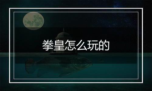 拳皇怎么玩的