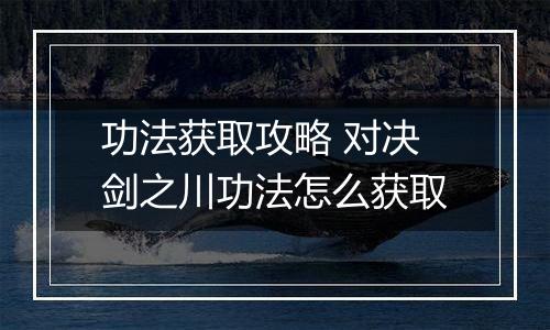 功法获取攻略 对决剑之川功法怎么获取