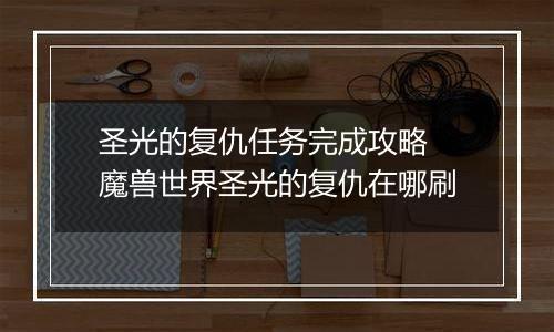 圣光的复仇任务完成攻略 魔兽世界圣光的复仇在哪刷