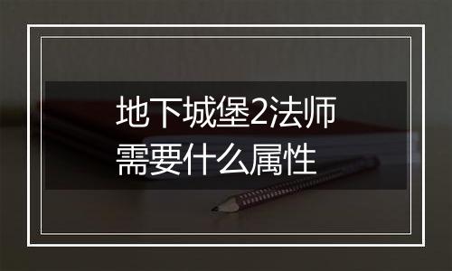 地下城堡2法师需要什么属性