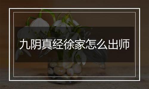 九阴真经徐家怎么出师