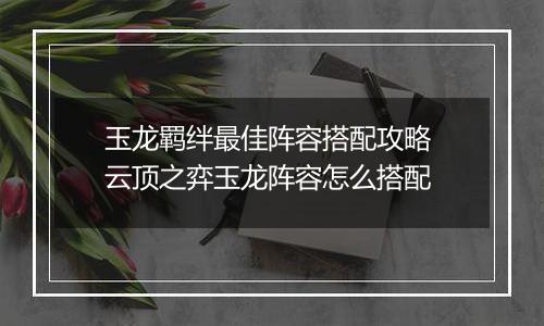玉龙羁绊最佳阵容搭配攻略 云顶之弈玉龙阵容怎么搭配