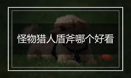 怪物猎人盾斧哪个好看