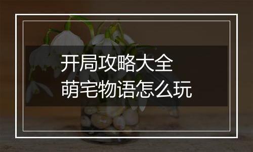 开局攻略大全 萌宅物语怎么玩