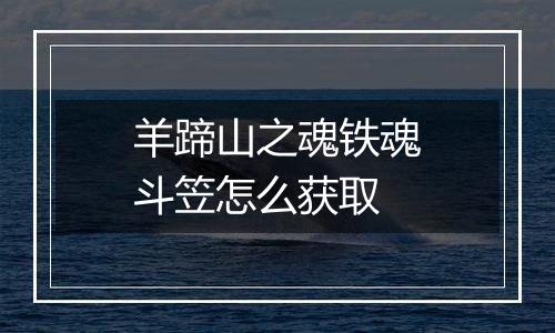 羊蹄山之魂铁魂斗笠怎么获取