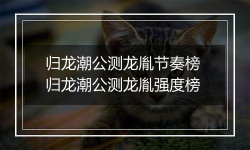 归龙潮公测龙胤节奏榜 归龙潮公测龙胤强度榜