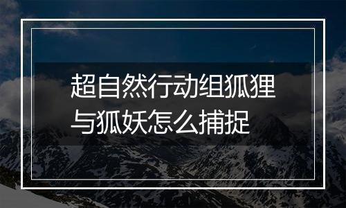 超自然行动组狐狸与狐妖怎么捕捉