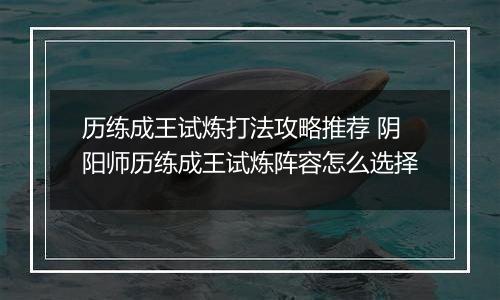 历练成王试炼打法攻略推荐 阴阳师历练成王试炼阵容怎么选择