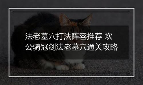 法老墓穴打法阵容推荐 坎公骑冠剑法老墓穴通关攻略