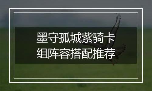 墨守孤城紫骑卡组阵容搭配推荐