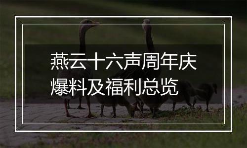 燕云十六声周年庆爆料及福利总览