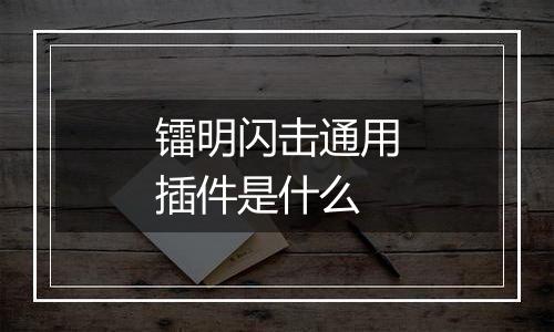 镭明闪击通用插件是什么