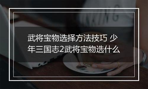 武将宝物选择方法技巧 少年三国志2武将宝物选什么