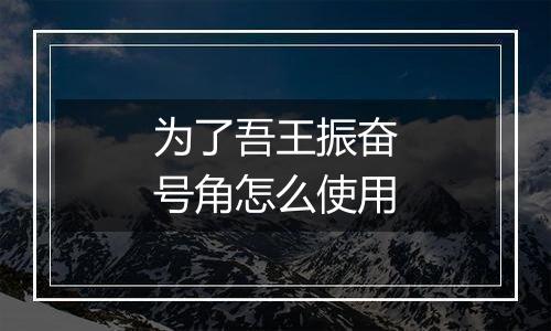 为了吾王振奋号角怎么使用