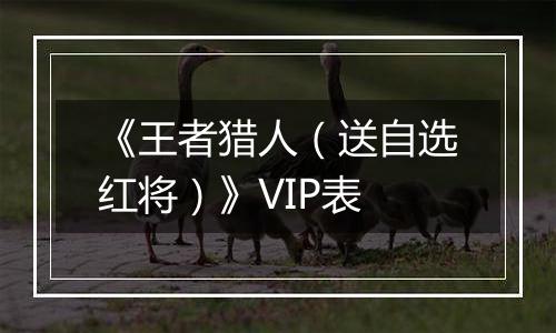 《王者猎人（送自选红将）》VIP表