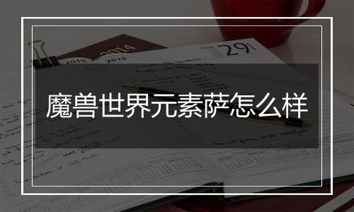 魔兽世界元素萨怎么样