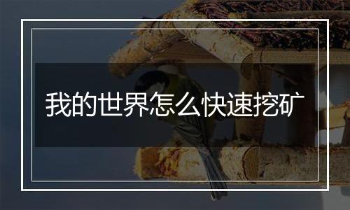 我的世界怎么快速挖矿