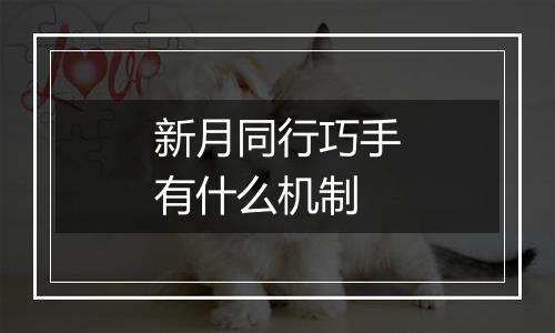 新月同行巧手有什么机制