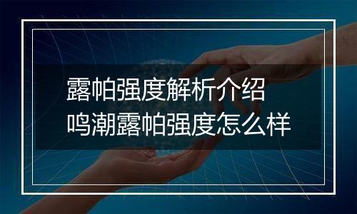 露帕强度解析介绍 鸣潮露帕强度怎么样