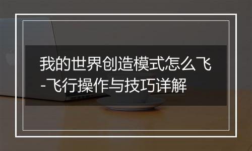我的世界创造模式怎么飞-飞行操作与技巧详解