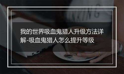 我的世界吸血鬼猎人升级方法详解-吸血鬼猎人怎么提升等级