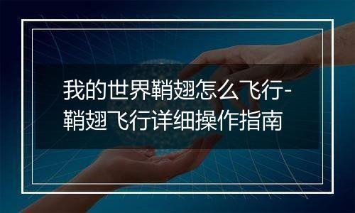 我的世界鞘翅怎么飞行-鞘翅飞行详细操作指南