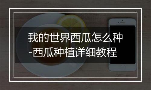 我的世界西瓜怎么种-西瓜种植详细教程