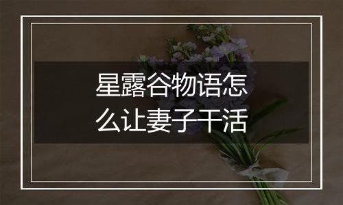 星露谷物语怎么让妻子干活