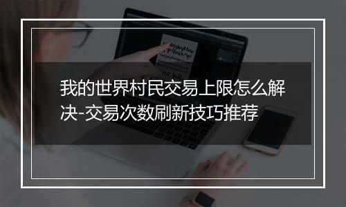 我的世界村民交易上限怎么解决-交易次数刷新技巧推荐