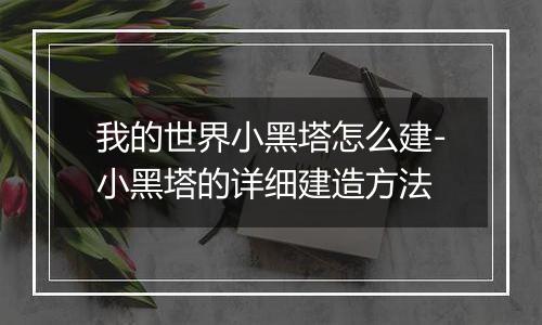 我的世界小黑塔怎么建-小黑塔的详细建造方法