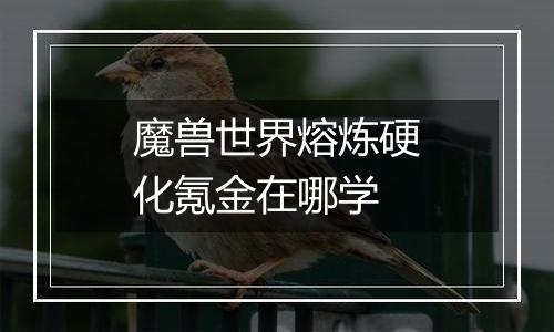 魔兽世界熔炼硬化氪金在哪学