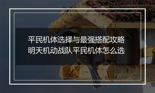 平民机体选择与最强搭配攻略 明天机动战队平民机体怎么选