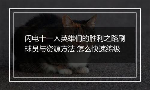 闪电十一人英雄们的胜利之路刷球员与资源方法 怎么快速练级