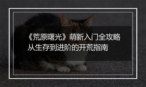 《荒原曙光》萌新入门全攻略 从生存到进阶的开荒指南