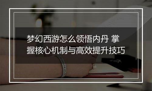 梦幻西游怎么领悟内丹 掌握核心机制与高效提升技巧