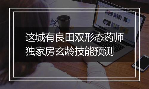 这城有良田双形态药师独家房玄龄技能预测