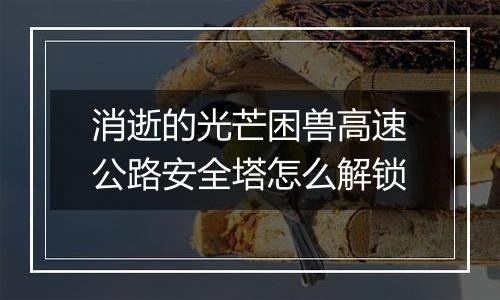 消逝的光芒困兽高速公路安全塔怎么解锁