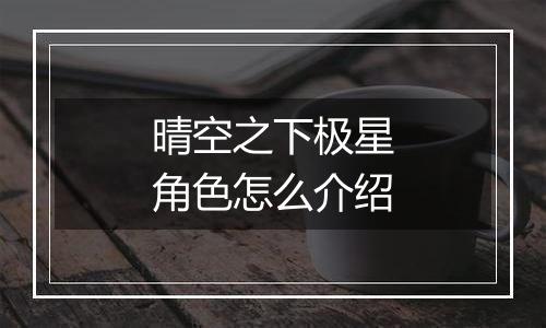 晴空之下极星角色怎么介绍