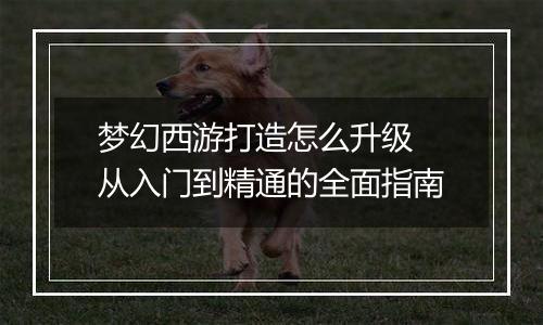 梦幻西游打造怎么升级 从入门到精通的全面指南