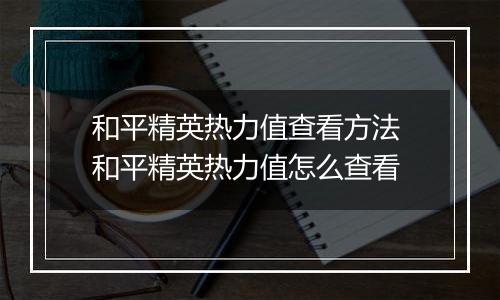 和平精英热力值查看方法 和平精英热力值怎么查看