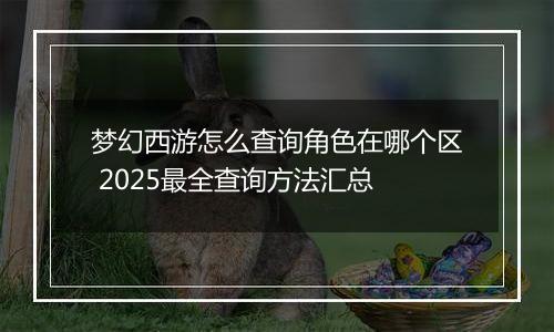 梦幻西游怎么查询角色在哪个区 2025最全查询方法汇总