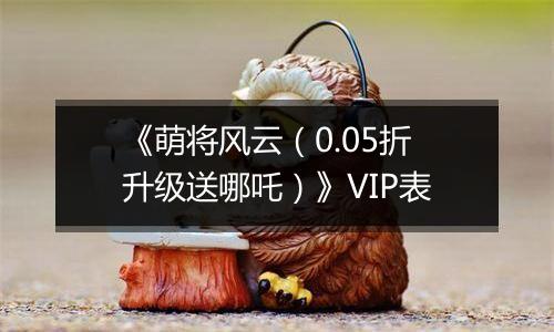 《萌将风云（0.05折升级送哪吒）》VIP表